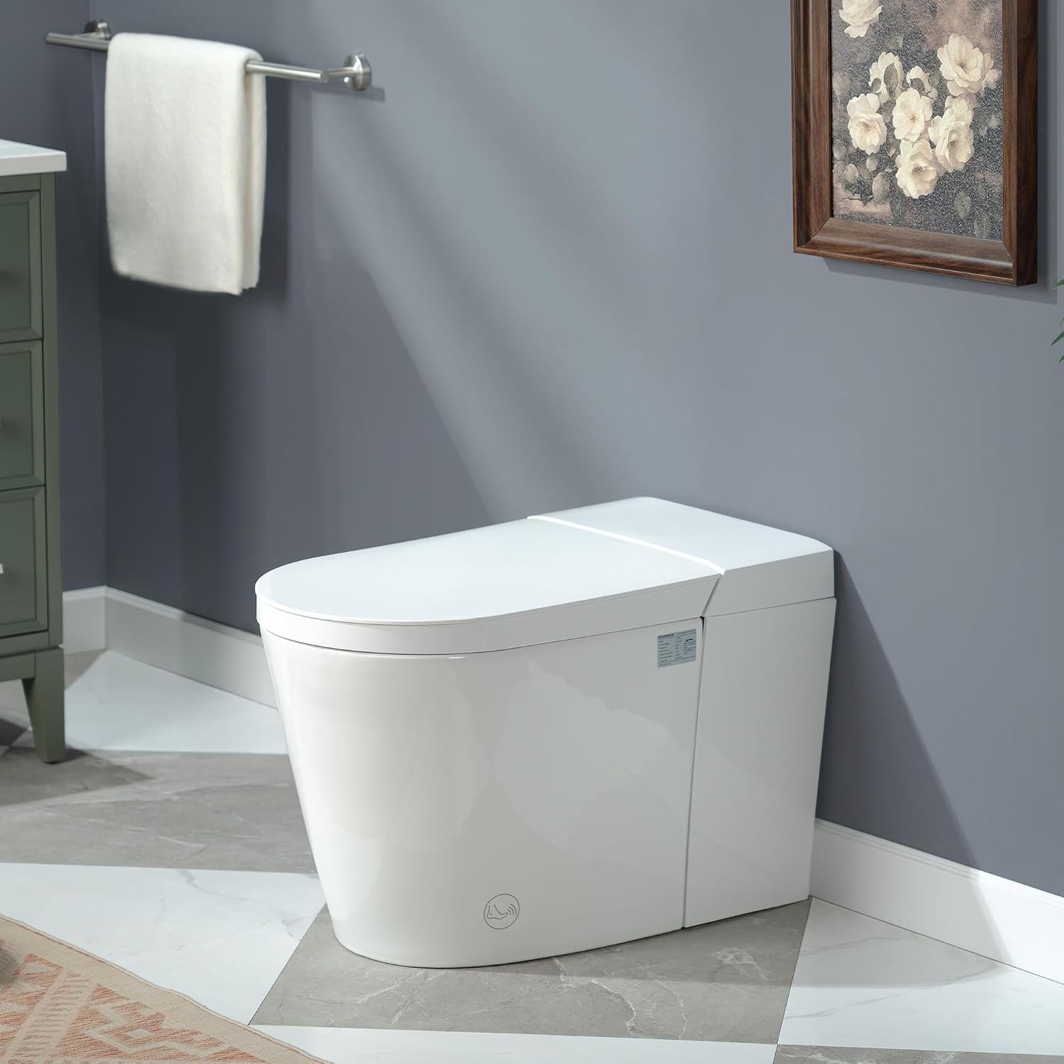 WOODBRIDGE Smart Toilet, Auto Open/Close Lid, Foot Sensor, Auto Flush, Heated Seat, Easy Installation, without Bidet,CHT002