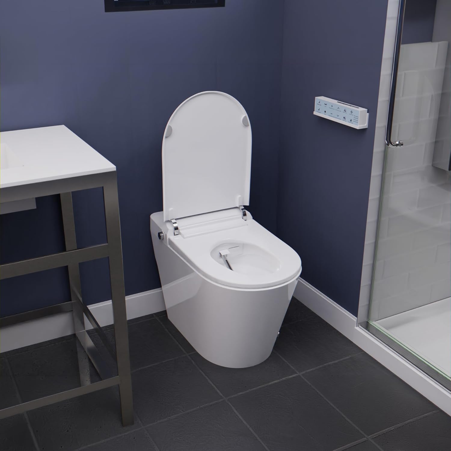 ANZZI One-Piece Smart Toilet Bidet Elongated 1.28 GPF White with Auto Open Close Flush, Heated Seat, Warm Water Wash, Motion Sensor, Remote Control, Foot Sensor, UV Nozzle Echo Series | TL-STFF950WH