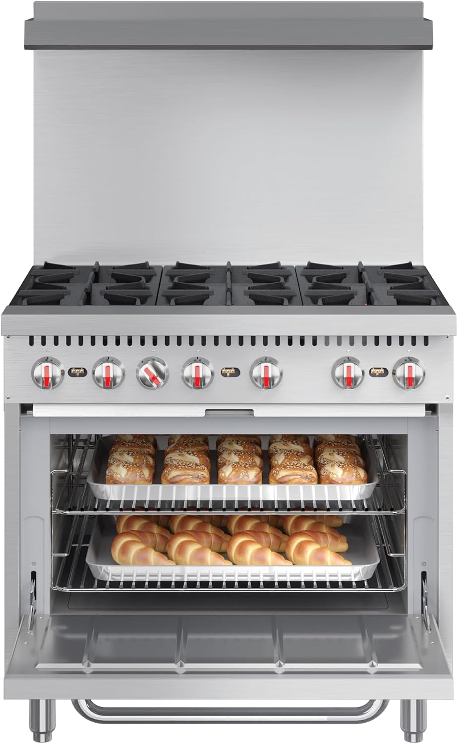 KoolMore 36 in. 6 Burner Commercial Liquid Propane Range with Oven (KM-CR36-LP)