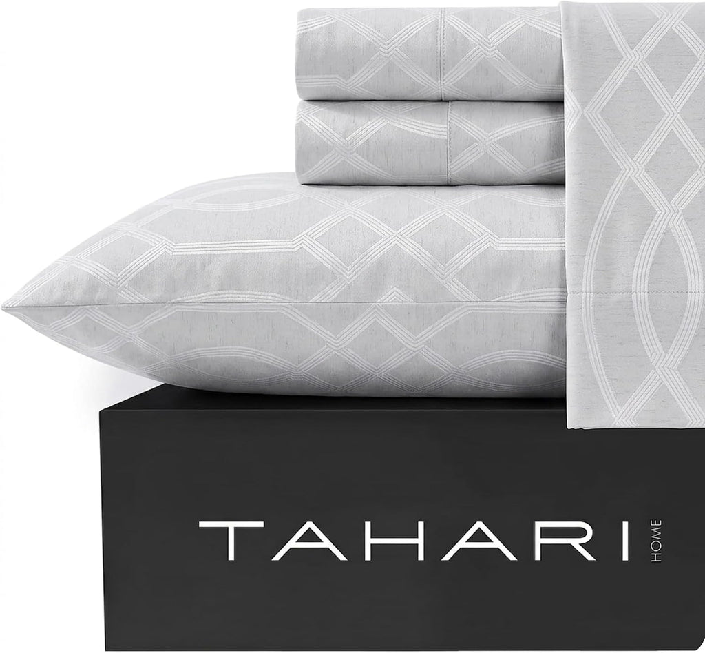 Tahari Home King Size Jacquard Comforter Set - 5 Piece | Comforter, 2 Shams, 2 Decorative Pillows | Elegant Home Decor | Soft, Durable & Breathable | Wrinkle Resistant | Trellis Gray