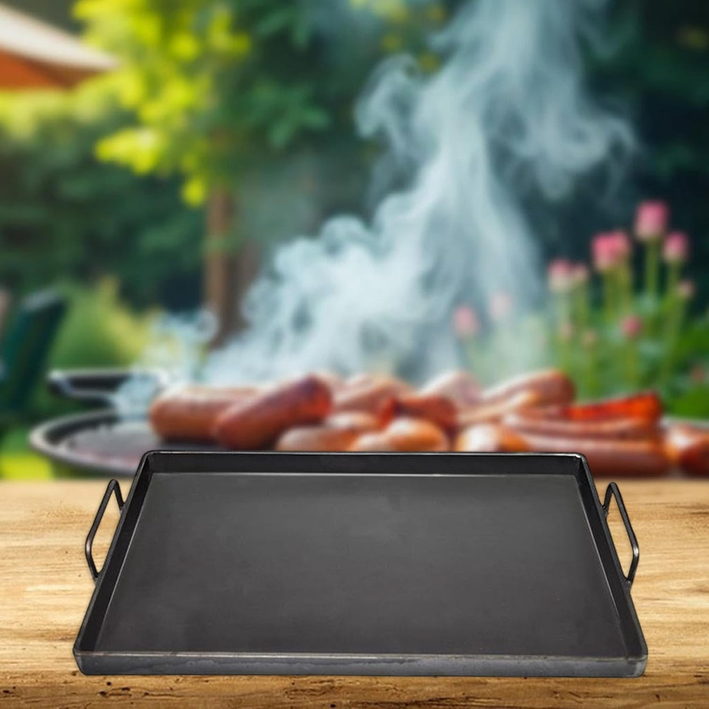 Grilling Pan, Flat Top Plate with Handle,Utility Accessories, Iron Griddle Pan for Gas Grill Indoor Camping Outdoor