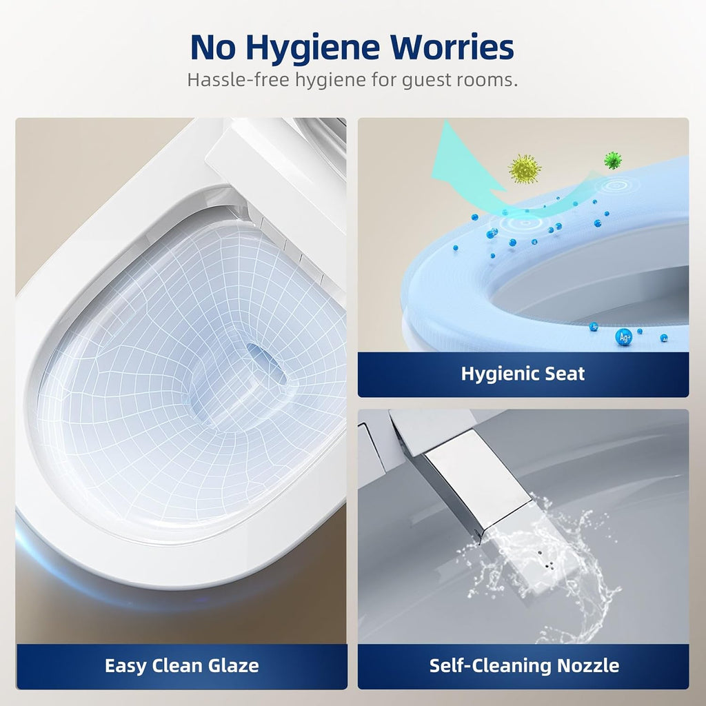 Smart Toilet with Bidet Built in - Electric Bidet Toilet with UV-C Light, Foot Sensor Operation, Auto Flush, Heated Seat, Instant Warm Water, Air Dryer, 1.06 GPF One-Piece Toilet