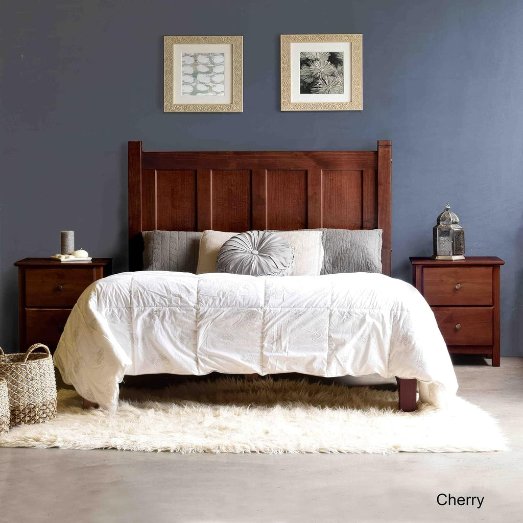 Grain Wood Furniture Shaker Solid Wood Panel Platform Bed, Twin Size, Cherry
