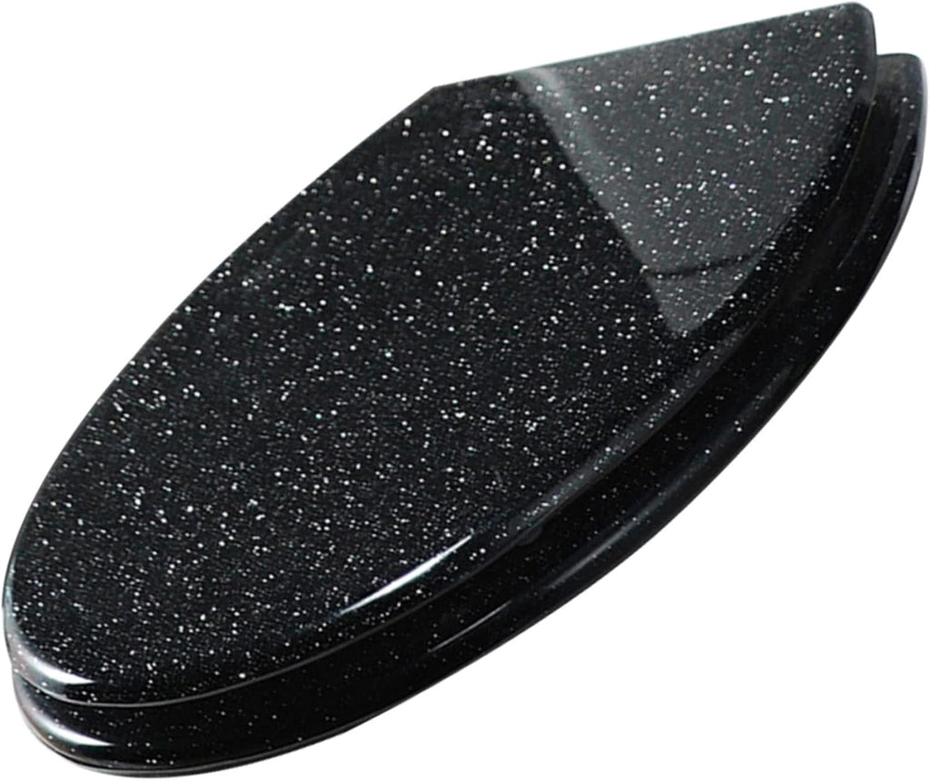 Glitter Resin Toilet Seat Elongated, Soft Close Quick Release, Easy Installation/Remove, Fit All Standard Oval-Shape (Black)