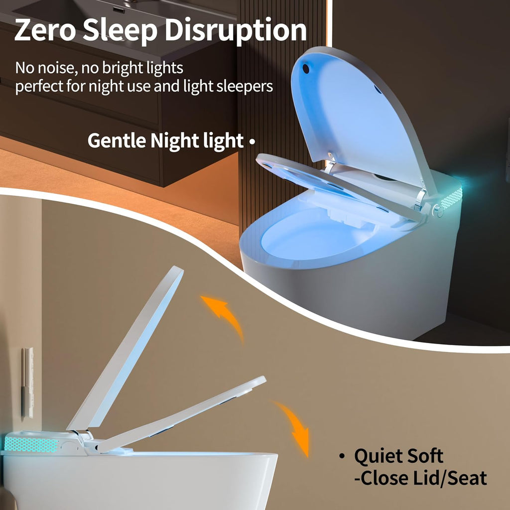 Smart Toilet Bidet with Foot Sensor Flush and Heated Seat, Tankless Toilets for Bathroom, Elongated Toilet with Child Mode, Dual Flush Remotel, Self-Cleaning Nozzle, Warm Dryer & LED Display