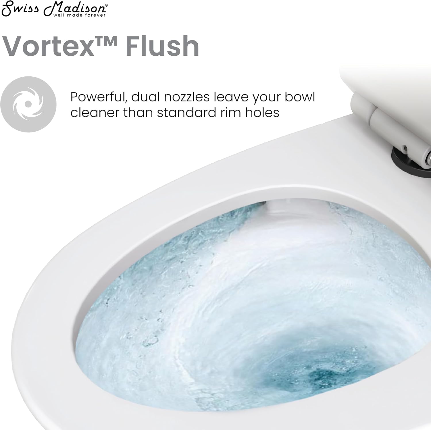 St. Tropez One Piece Elongated Toilet Dual Vortex™ Flush, Black Hardware