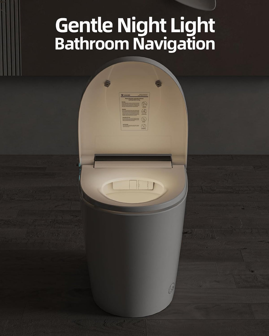 Smart Toilet Lite without Bidet, One Piece Elongated Modern Toilet with Heated Seat, Pump-Assisted Auto Flush, Foot Sensor Operation, Night Light, Built-in Water Tank, Blackout Flush