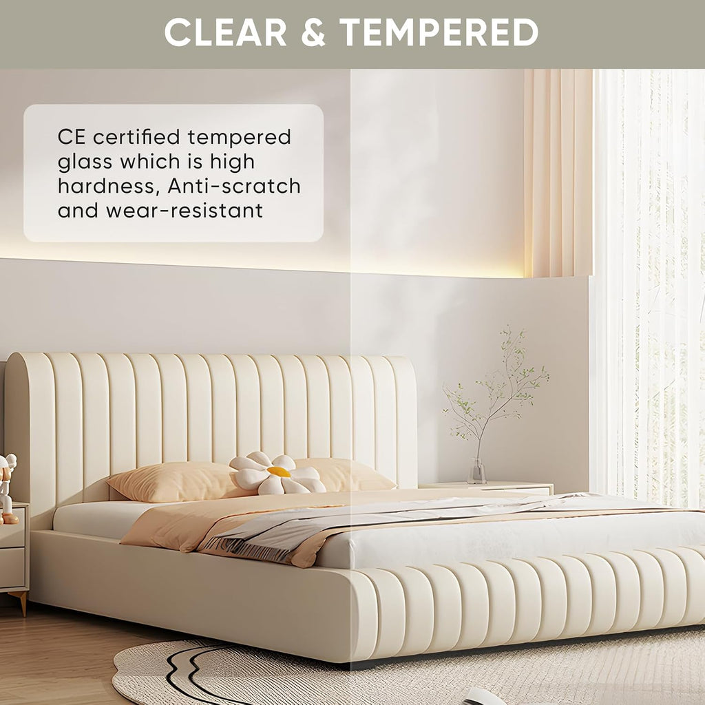JUBEST DIY Glass Sliding Barn Door - 30in x 84in Modern French 5-Lite Clear Tempered Glass Aluminum Frame Sliding Closet Kitchen Door - Easy Assembly