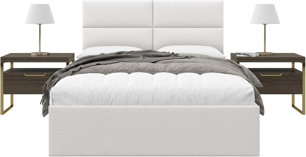 Vänt Upholstered Wall Panels - Queen/Full Size Wall Mounted Headboards - Boucle Ivory - Set of 4 Panels (Each Individual Panel 30'x11.5')