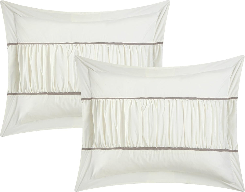 Chic Home Cheryl Comforter Complete Bed Set, Beige, King (10 Piece)