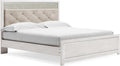 Signature Design by Ashley Altyra Modern King Tufted Panel Bed, Foundation or Box Spring Needed, White
