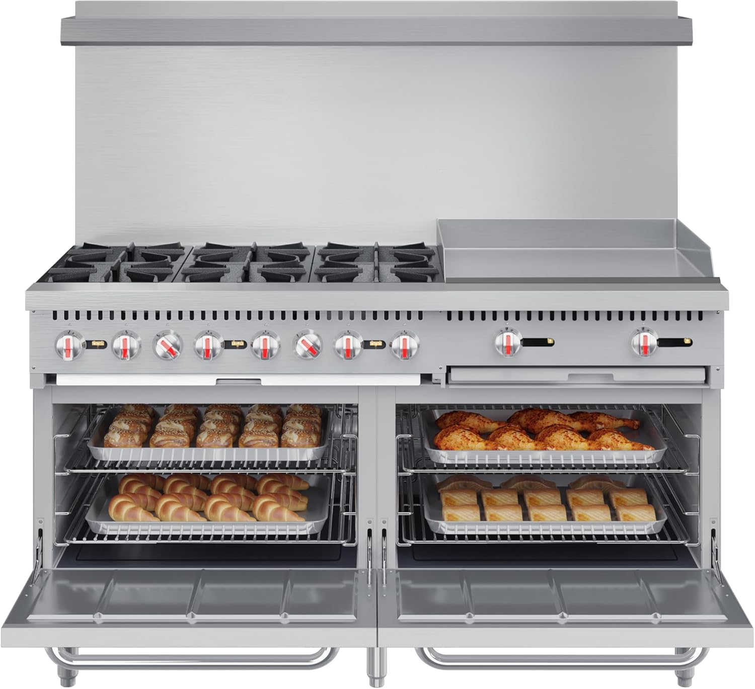 KoolMore 60 in. 6 Burner Commercial Natural Gas Range with 24 in. Griddle (KM-CRG60-NG)