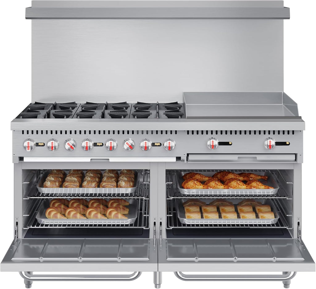 KoolMore 60 in. 6 Burner Commercial Liquid Propane Range with 24 in. Griddle (KM-CRG60-LP)