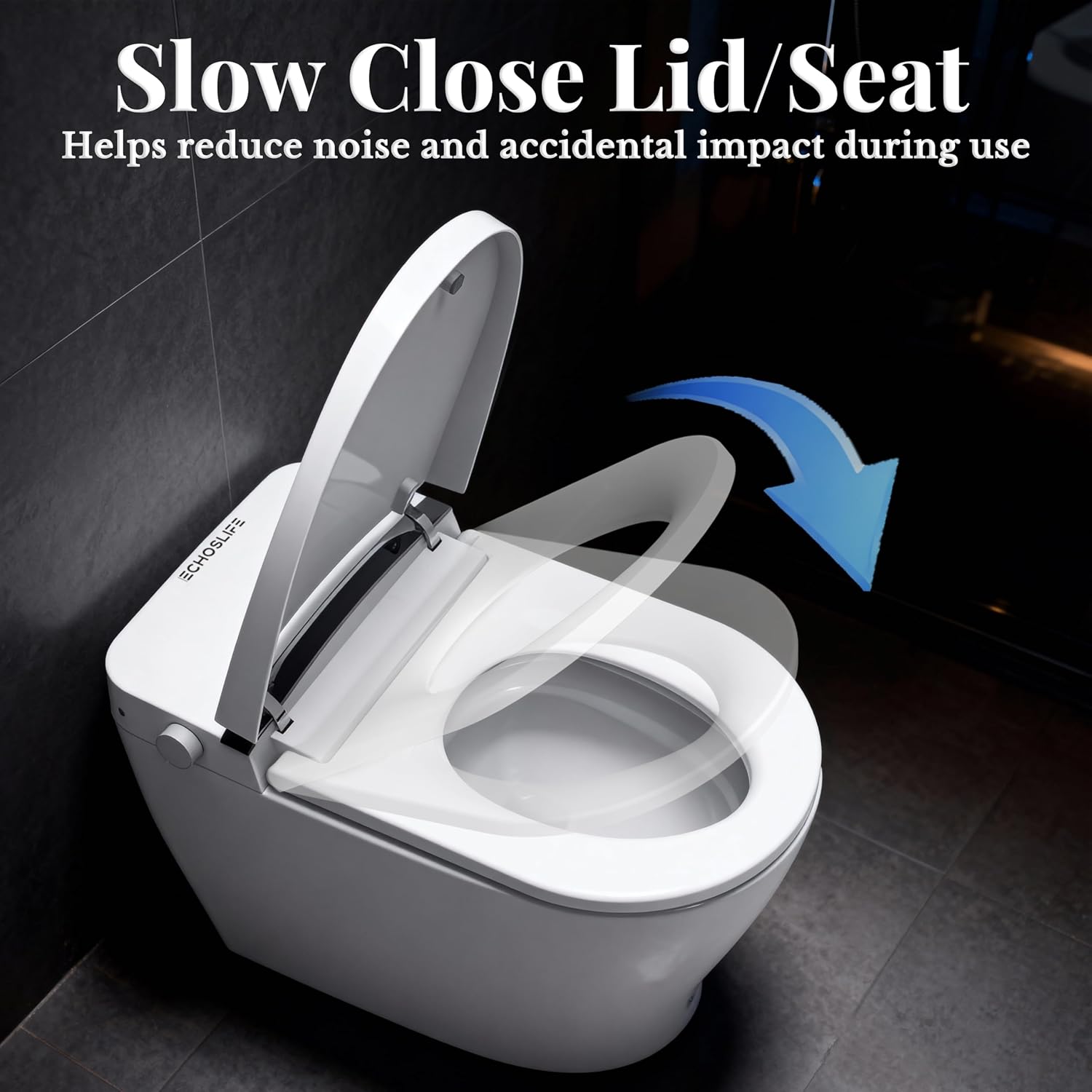 EchosLife Smart Toilet with Bidet Built In, One Piece Elongated Toilet with Tank, Pump-Assisted Flush, Heated Seat, Warm Water Wash & Air Dryer, Foot Sensor Flush, LED Display