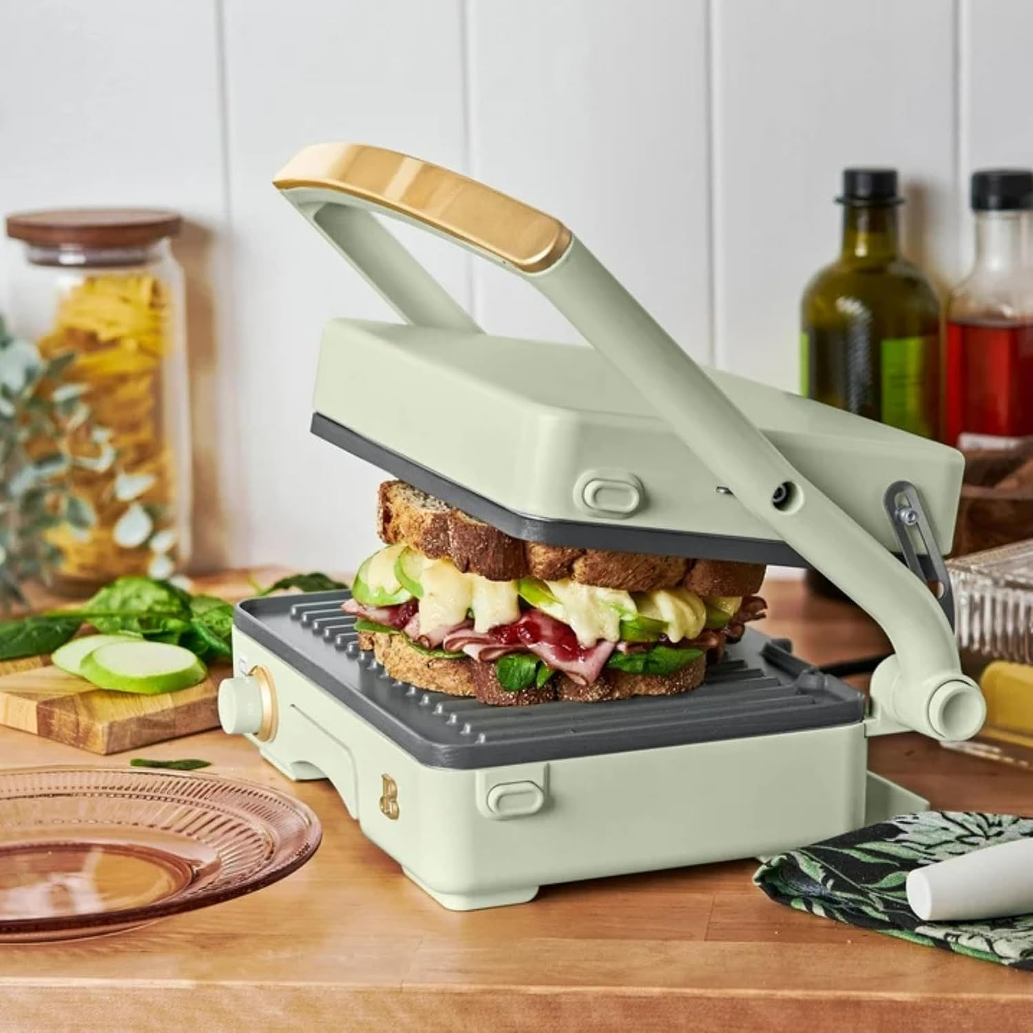 Panini Press Indoor Grill 2-in-1 Electric Contact Grill with Removable Nonstick Plates, 1200W Adjustable Temperature Sandwich Maker