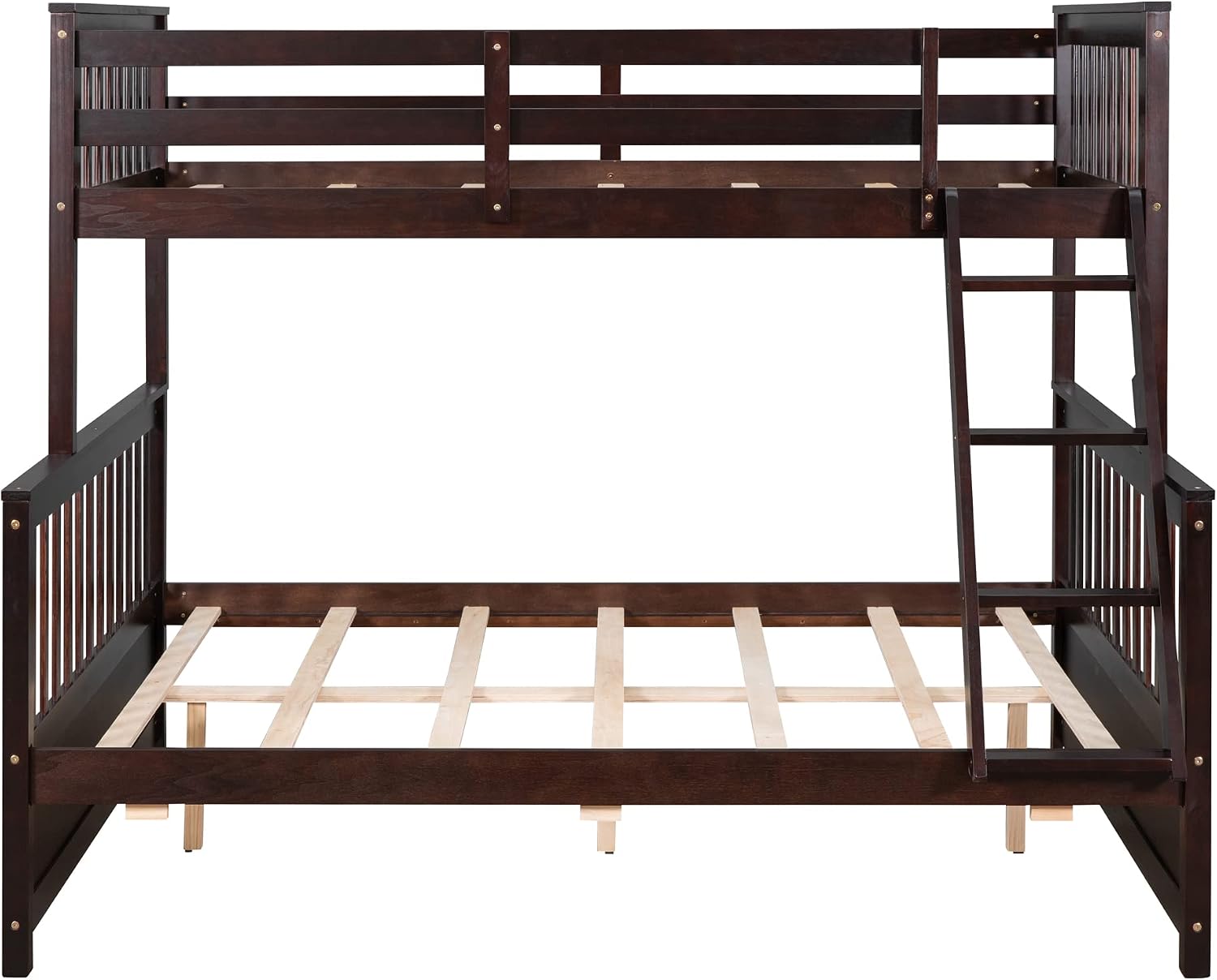 Harper & Bright Designs Twin Over Full Bunk Bed with Two Storage Drawers,Guardrails and Ladder,Solid Wood Bunk Bed Convertible to 2 Separated Platform Beds (Espresso)