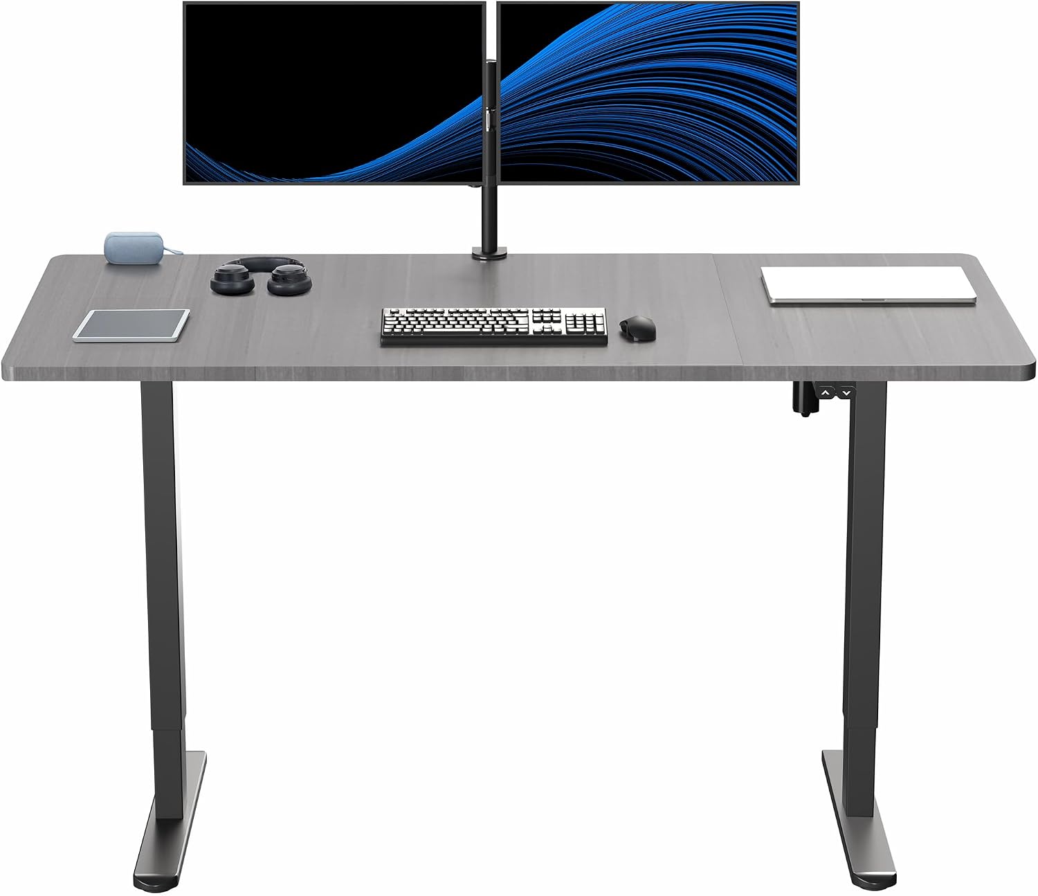 VIVO Electric 60 x 30 inch Stand Up Desk, Height Adjustable, Dark Gray Top Black Frame, Home and Office Furniture Sets, DESK-KIT-0B6G