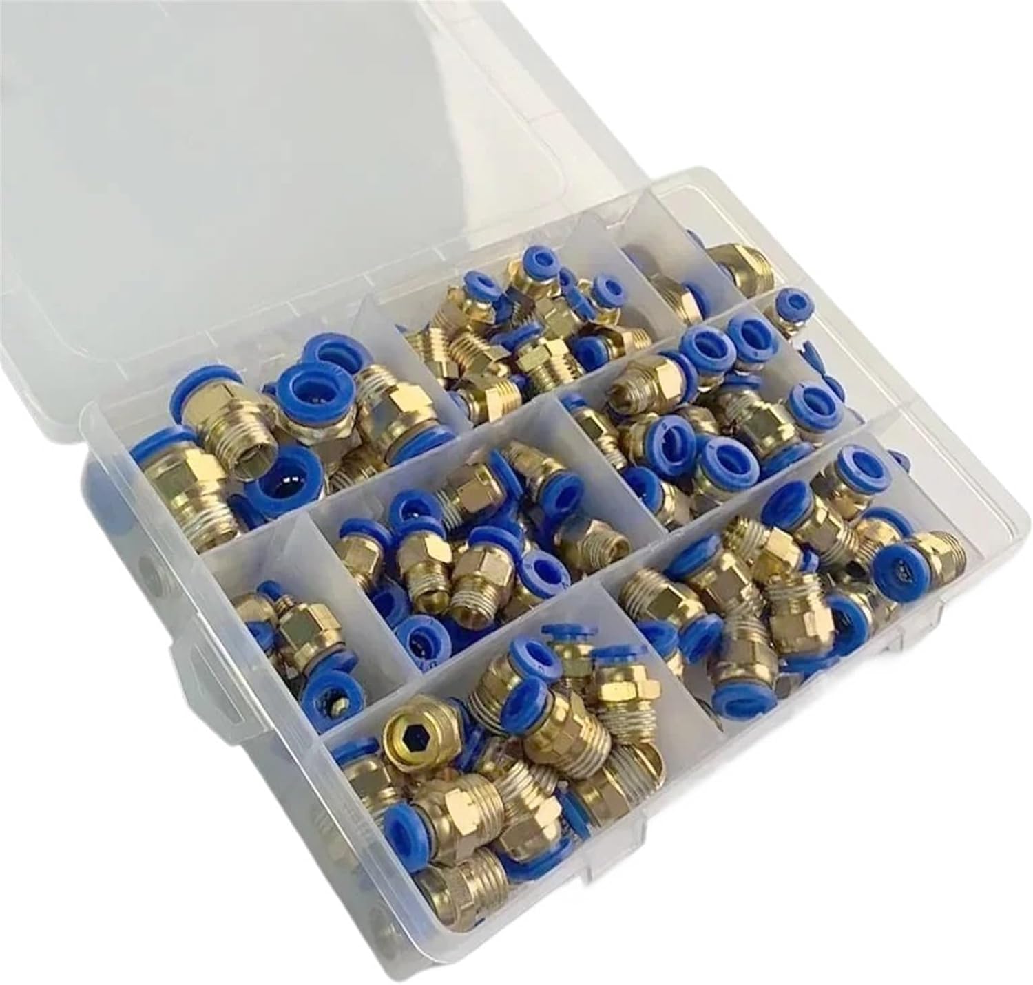 PC6-02 PC8-02 PC10-02 PC Series Boxed Air Joint Connectors Hose Tube Pneumatic Fittings 1/4 1/8 Push in Quick Release Couplings(B kit (50pcs),5 BOXES)