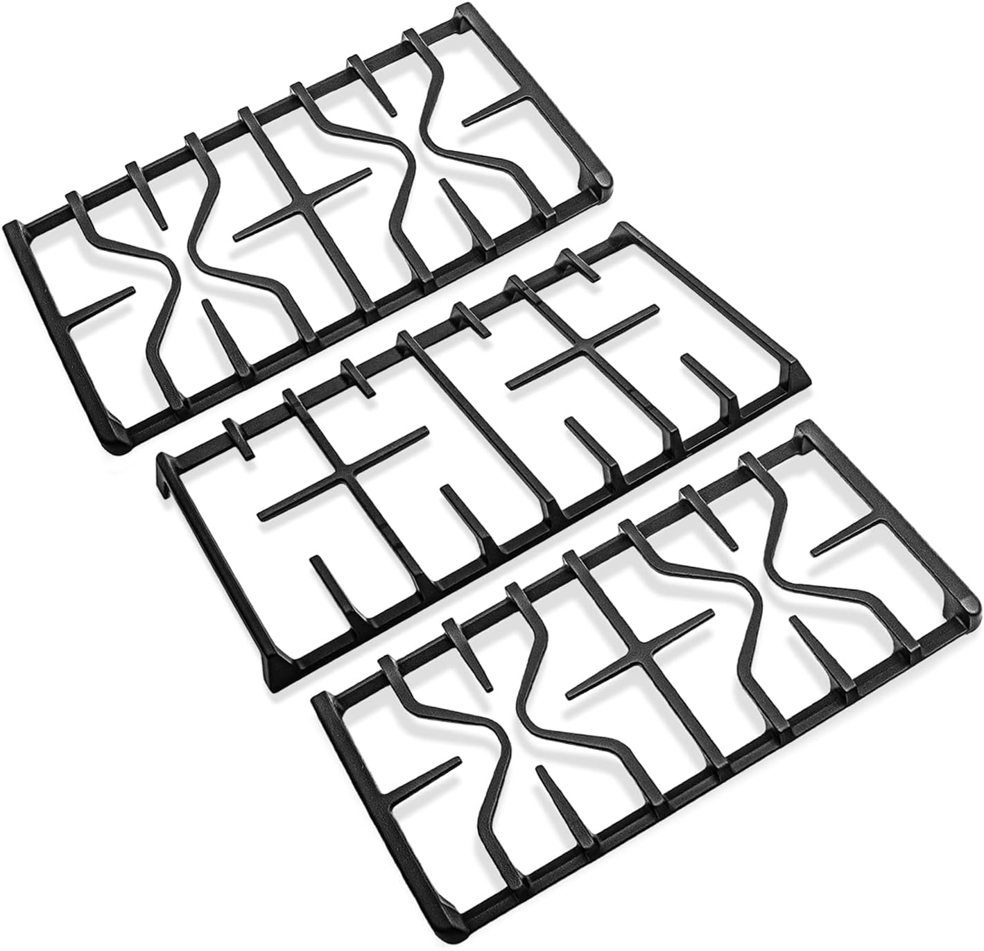 WB31X27151 Side Grate & WB31X27150 Center Grate Replacement Parts Kit for GE Stove, Cast Iron General Electric Cooktop Gas Range Burner Grates for JGBS66REKSS JGB735SPSS, 2+1 Pack Stove Grate
