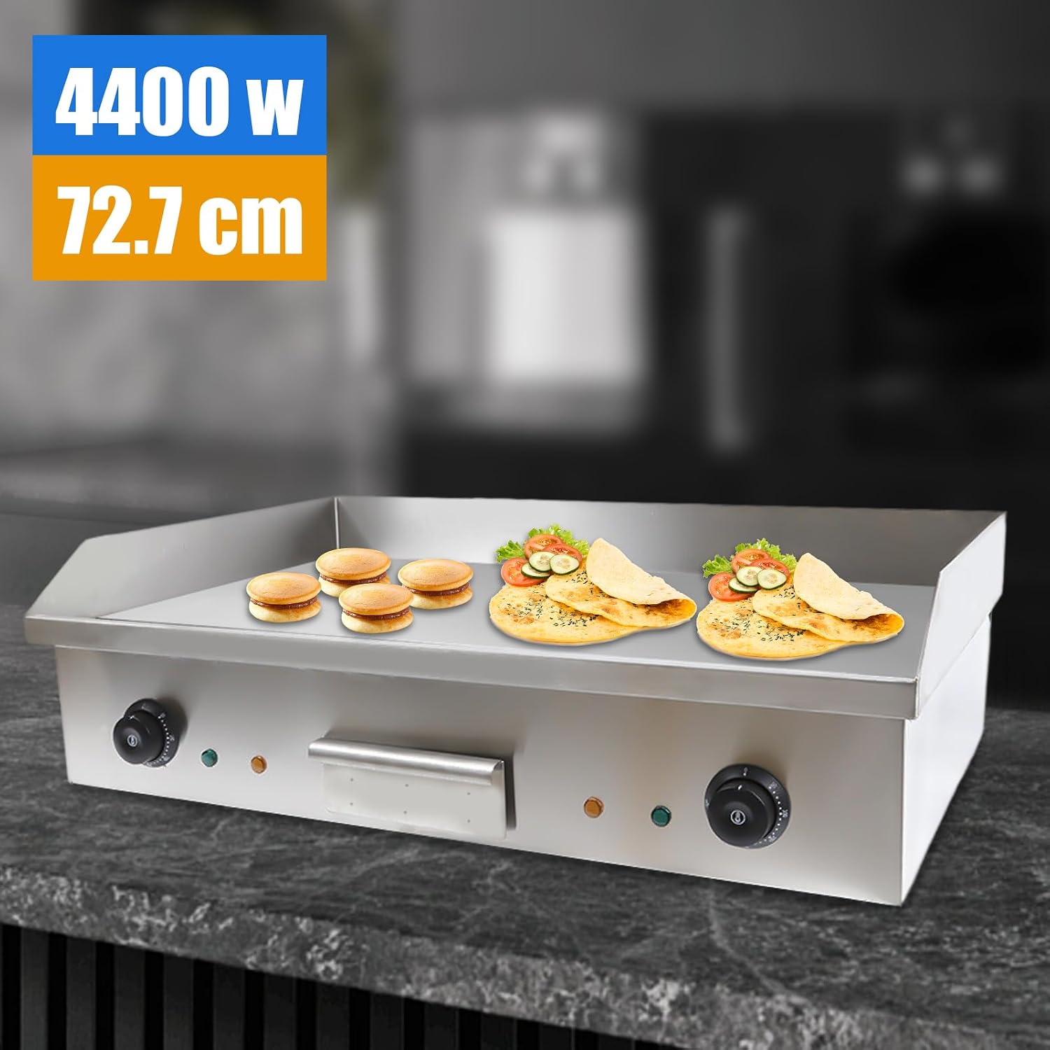 28'Commercial Electric Griddle, 3000W Countertop Flat Top Griddle, 110V Non-Stick Commercial Restaurant Grill Stainless Steel Body, 122-572℉ Adjustable Temp Control for Restaurant Kitchen