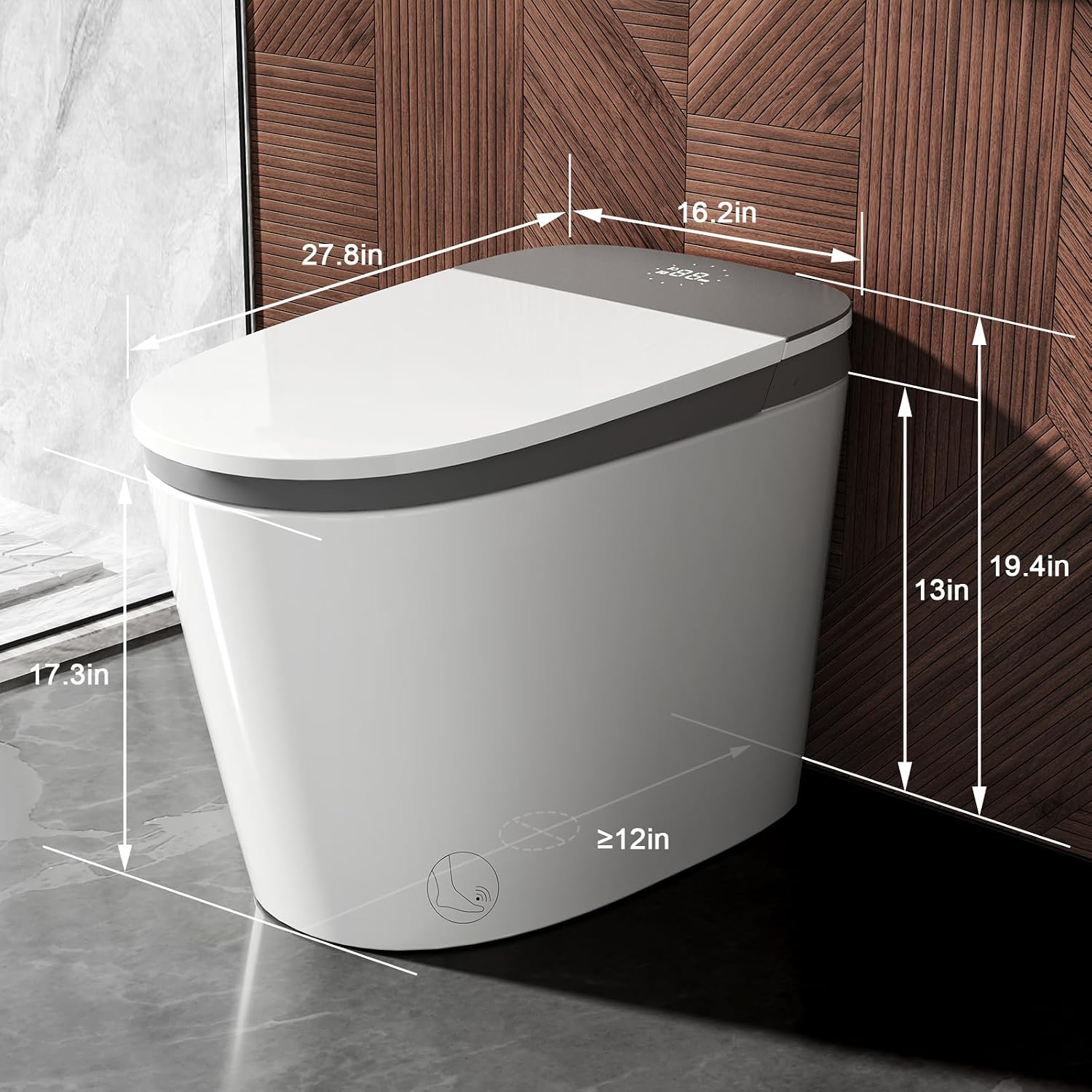 HAWKROWN Smart Toilet with Bidet Built in, Heated Bidet, Auto Open/Close Lid, Foot Sensor Operation, Instant Warm Water