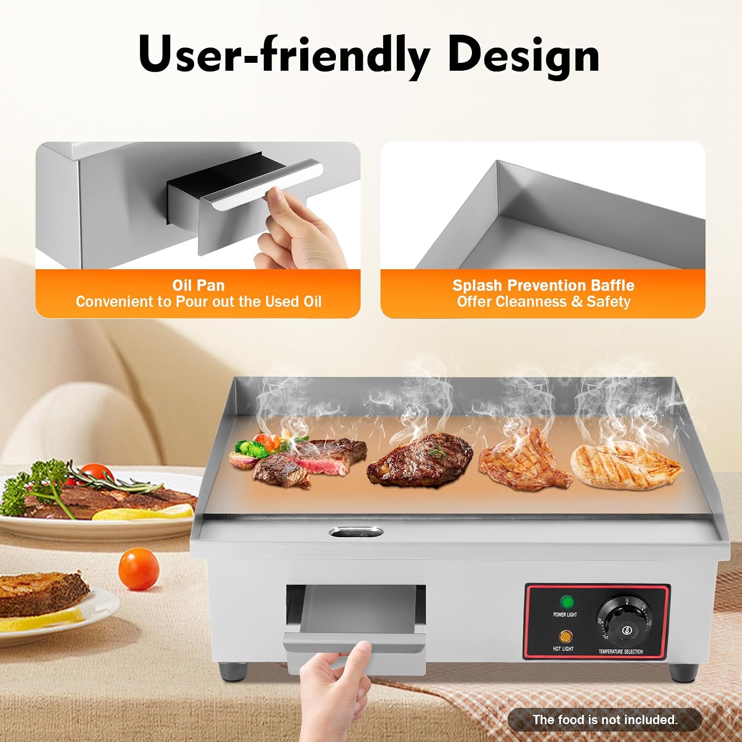 Electric Griddles Grill, Electric Commercial Countertop Griddle Flat Hot Plate, Stainless Steel Electric Griddle, Electric Stove Top Griddle, 3000w Outdoor Cooking Bbq Grill Table Stove