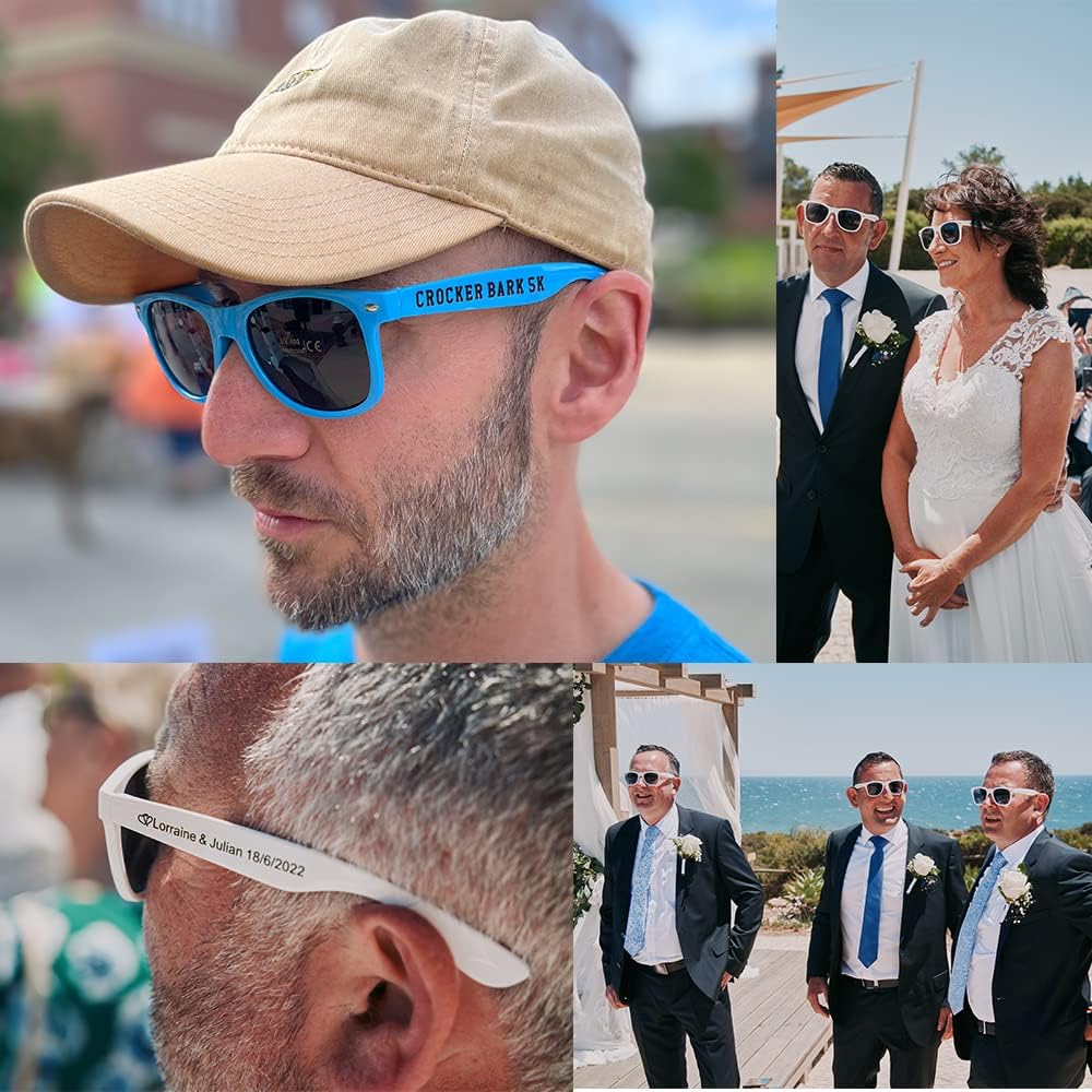 Personalized Sunglasses Bulk Party Favors Adult Gifts Custom Wedding/Bachelor/Birthday/Bridal/Groomman/Company Personalized Party Sunglasses Gifts for Guests (80PC Yellow)