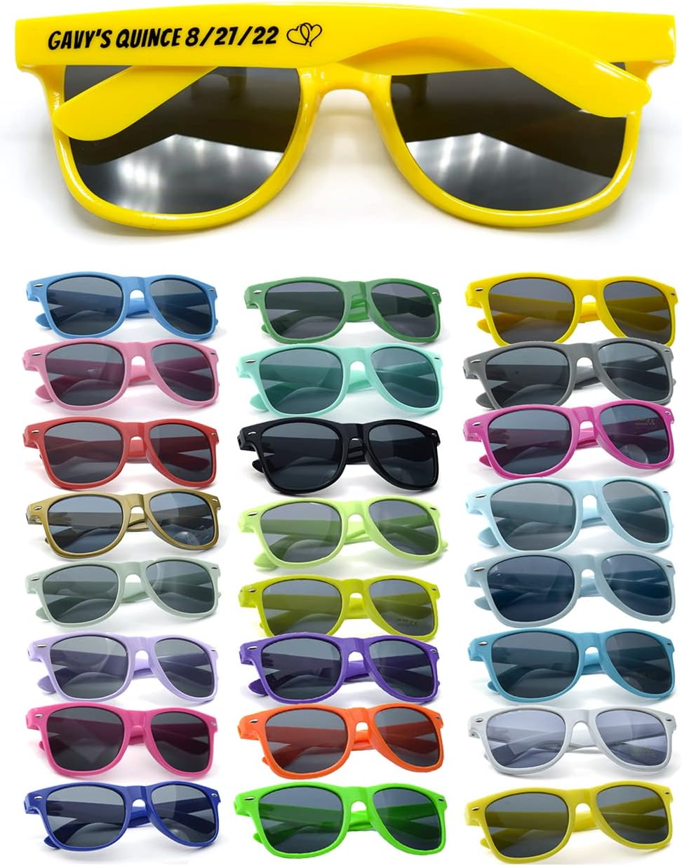 Personalized Customized Sunglasses Bulk Birthday Party Favors Gifts Wedding Bachelor Bridal Groomman Company Sunglasses Gifts for Guest Activity Props (100PC Yellow)