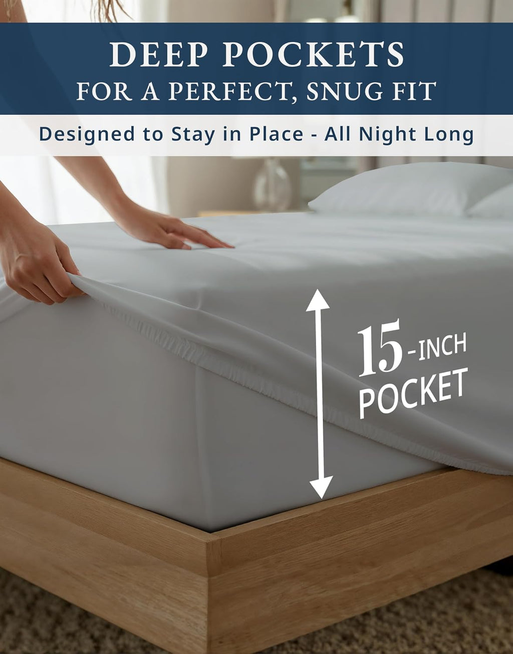 100% Egyptian Cotton Sheets King Size - 1000 Thread Count Naturally Cooling & Breathable Sateen King Size Sheets Set, Ultra-Soft & Durable Hotel Luxury Sheets with 15' Snug Fit Deep Pockets - Silver