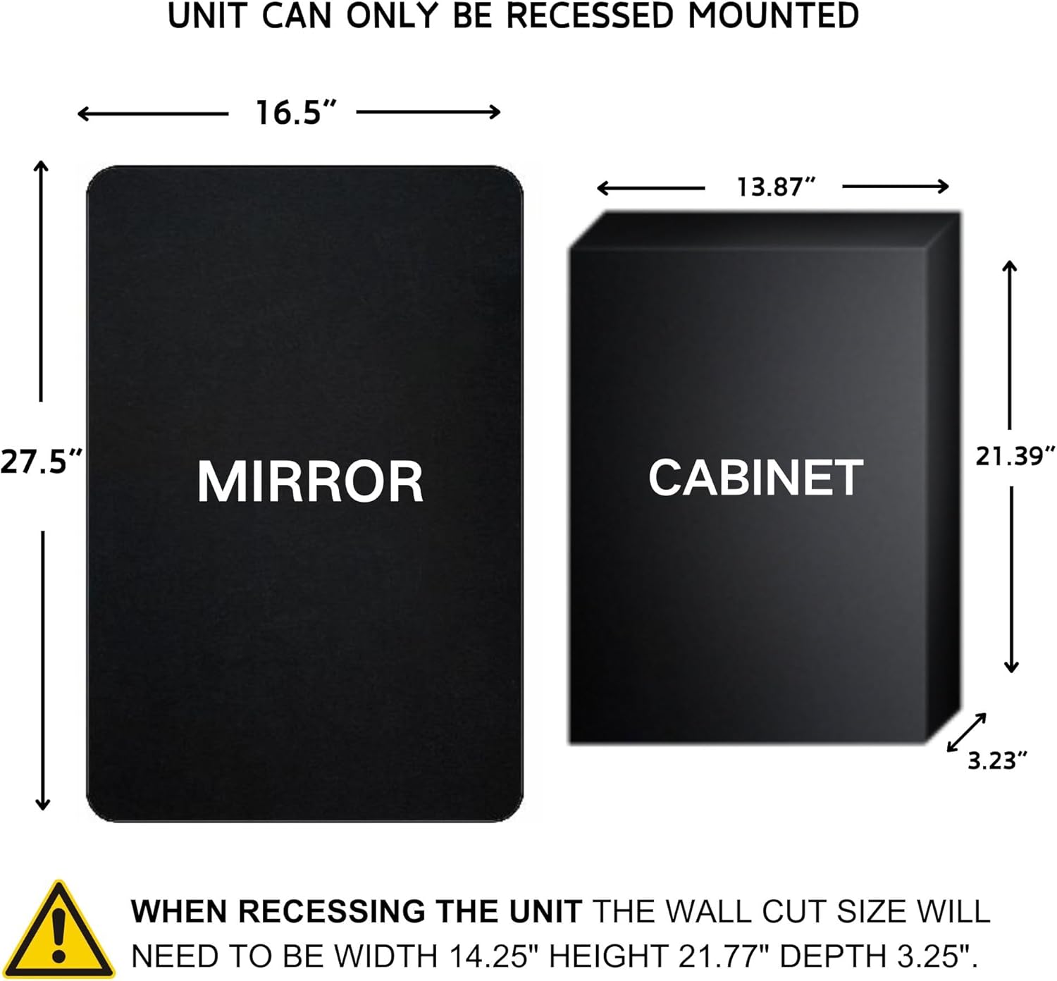 TEHOME Farmhouse Black Metal Framed Recessed Bathroom Medicine Cabinets with Mirror Rounded Rectangle Medicine Cabinet with BeveledMirros,16.5x27.5''