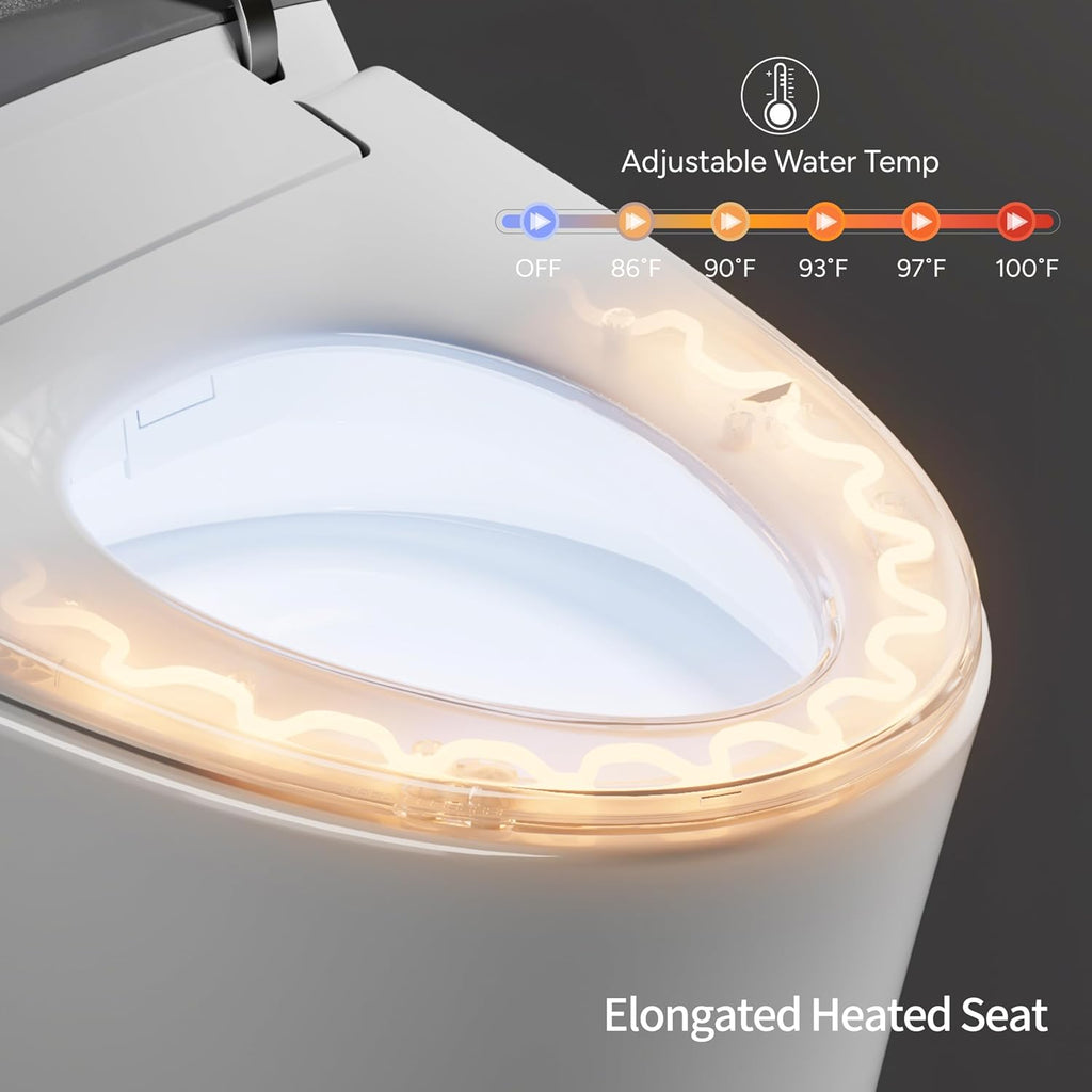 CANEST Smart Toilet with Bidet Built in, 1000 Gram MaP Flush Score, Bidet Toilet 12' Rough-in, Dual-Flush 1.1/1.6GPF with 17' ADA Comfort Chair Height Seat, Auto Open Close, Heated Seat, Night Light