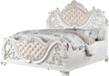 Furniture of America Clairibel Traditional Wood Eastern King-Size Bed with Button-Tufted Headboard and Carved Details, Box Spring Required for Bedroom, Guess Room, Pear White