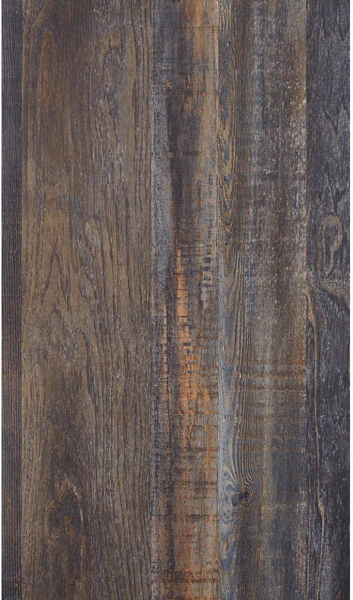 Signature Design by Ashley Drystan Rustic Industrial King/California King Bookcase Headboard with 3 Open Cubbies & Dimming LED Light, Weatherworn Brown