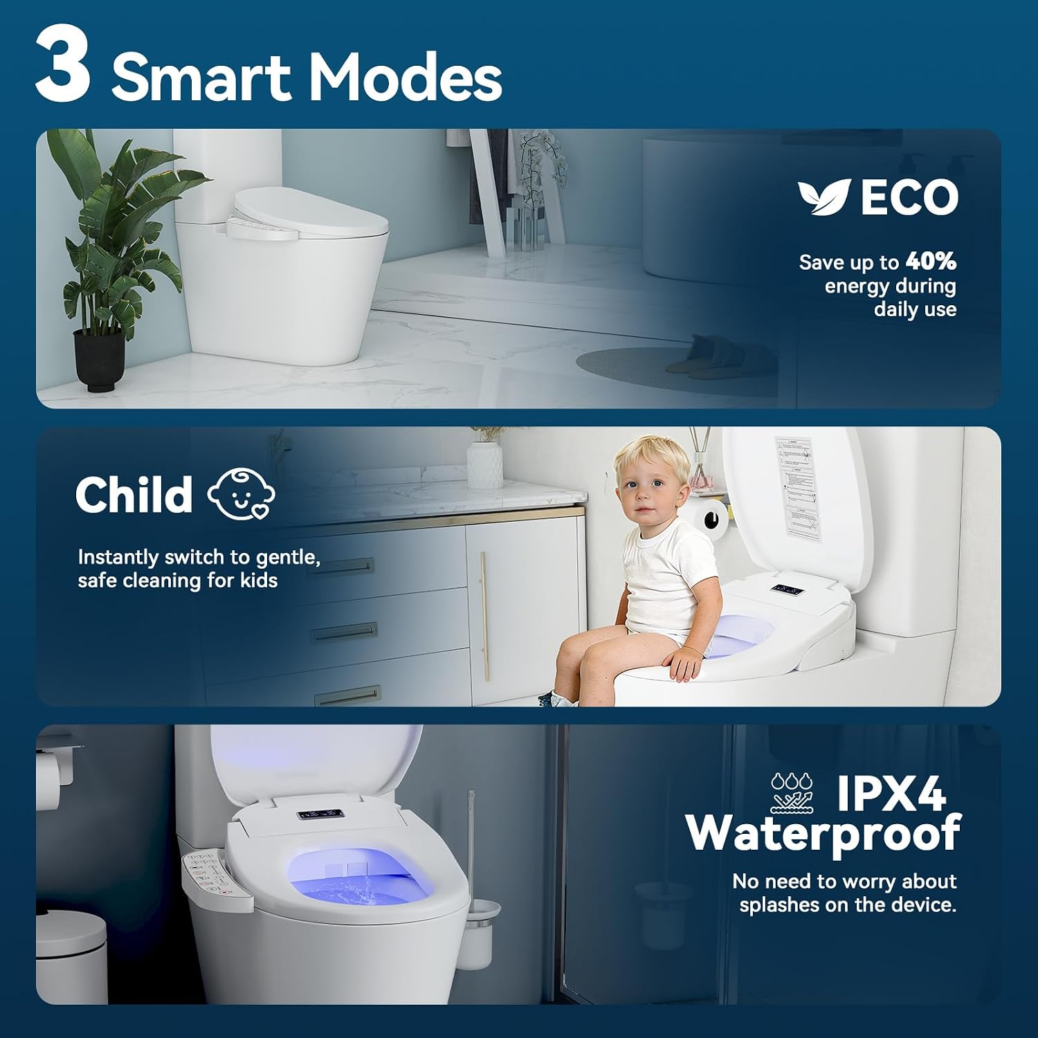 Smart Heated Toilet Seat for Short V-Shaped Toilets – Bidet Warm Water Wash, Self-Cleaning Nozzle, Warm Air Dryer, Deodorizer, Soft-Close Lid, LED Night Light & Touch Panel, Easy Install