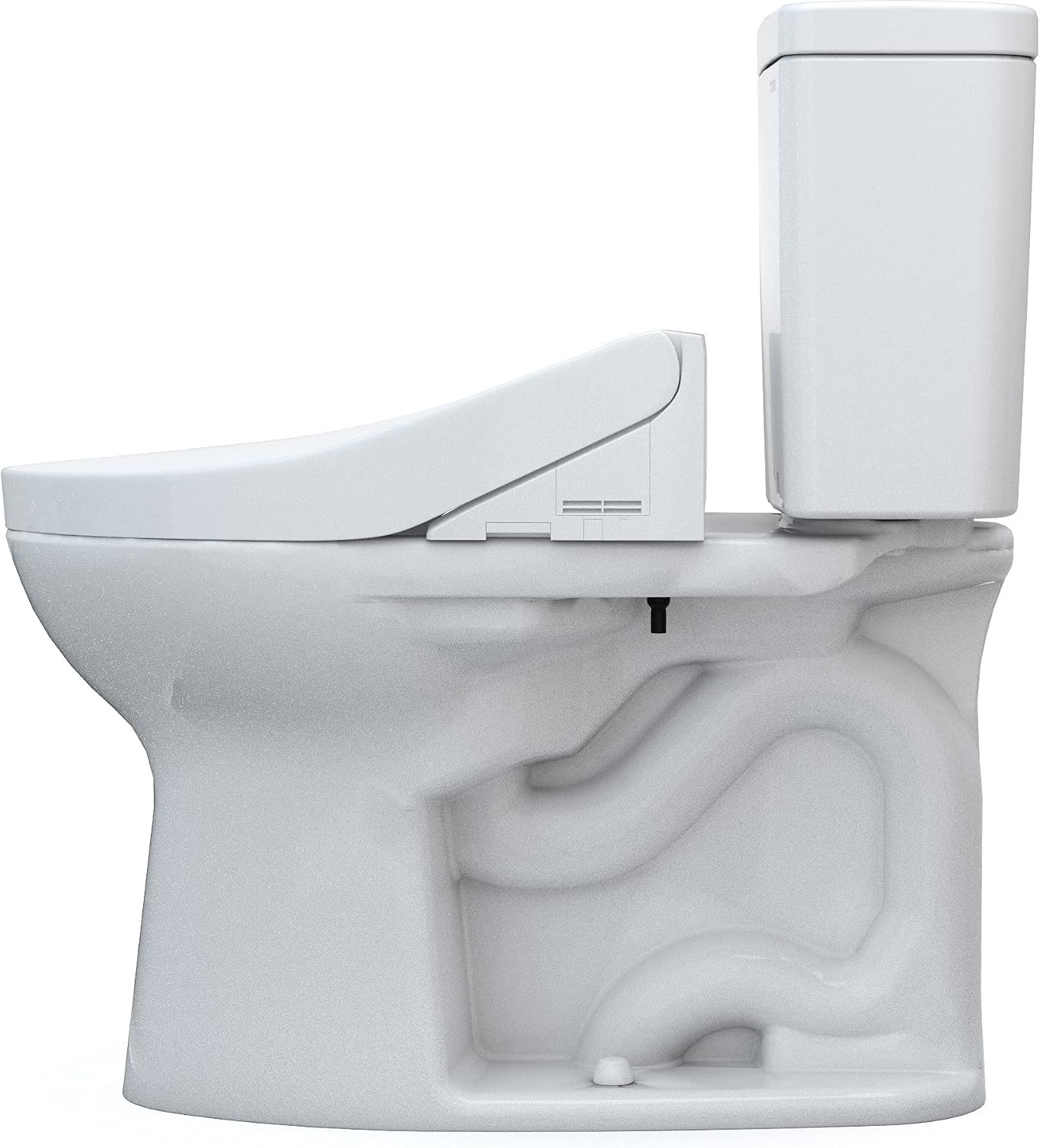 TOTO Drake Two-Piece Elongated 1.28 GPF Universal Height TORNADO FLUSH Toilet with CEFIONTECT and SoftClose Seat, WASHLET+ Ready, Cotton White - MS776124CEFG#01