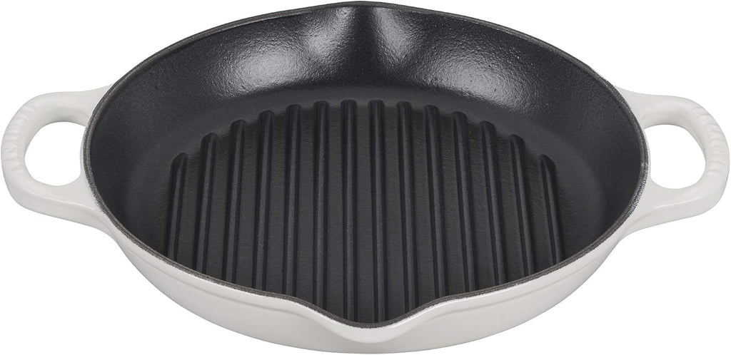 Le Creuset Enameled Cast Iron Signature Deep Round Grill, 9.75', White