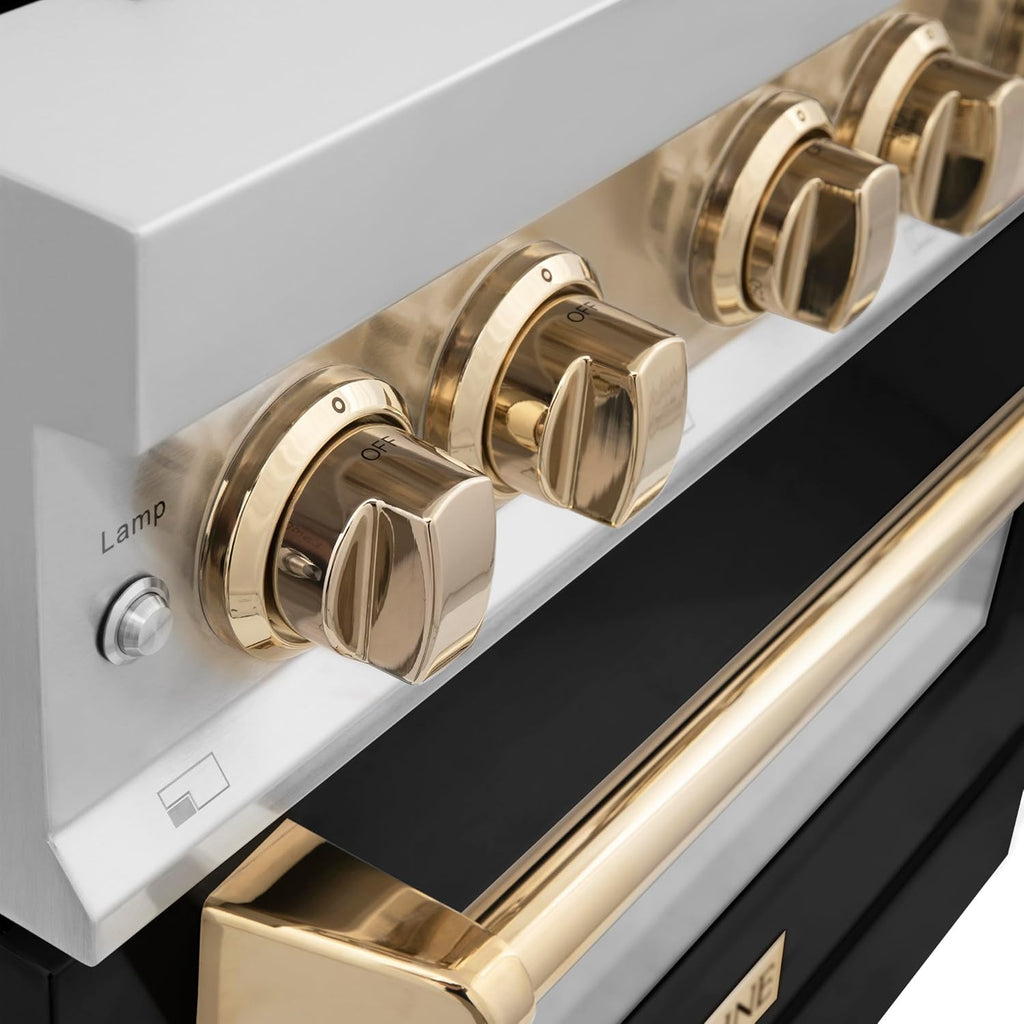 ZLINE Autograph 36' Legacy Dual Fuel Range w/ 6 Burners & Black & Gold Accents (RAZ-BLM-36-G)