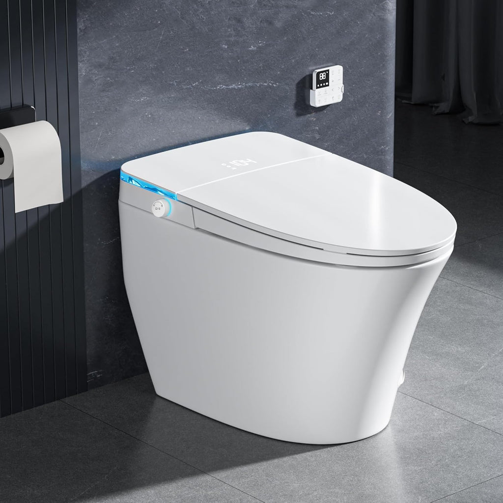 Smart Toilet with Bidet Built in, Tank Built in with Powerful Flush, Heated Seat, Auto Flush and Close, Warm Water, Air Dryer, Night Light and ADA Comfort Height for Bathroom
