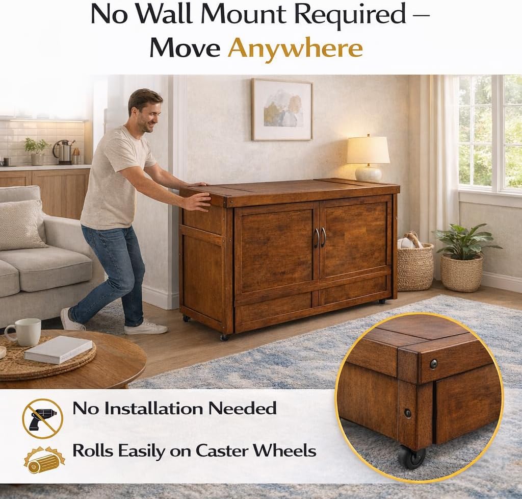 NIGHT & DAY Furniture Murphy Cube Cabinet Bed (Cherry)