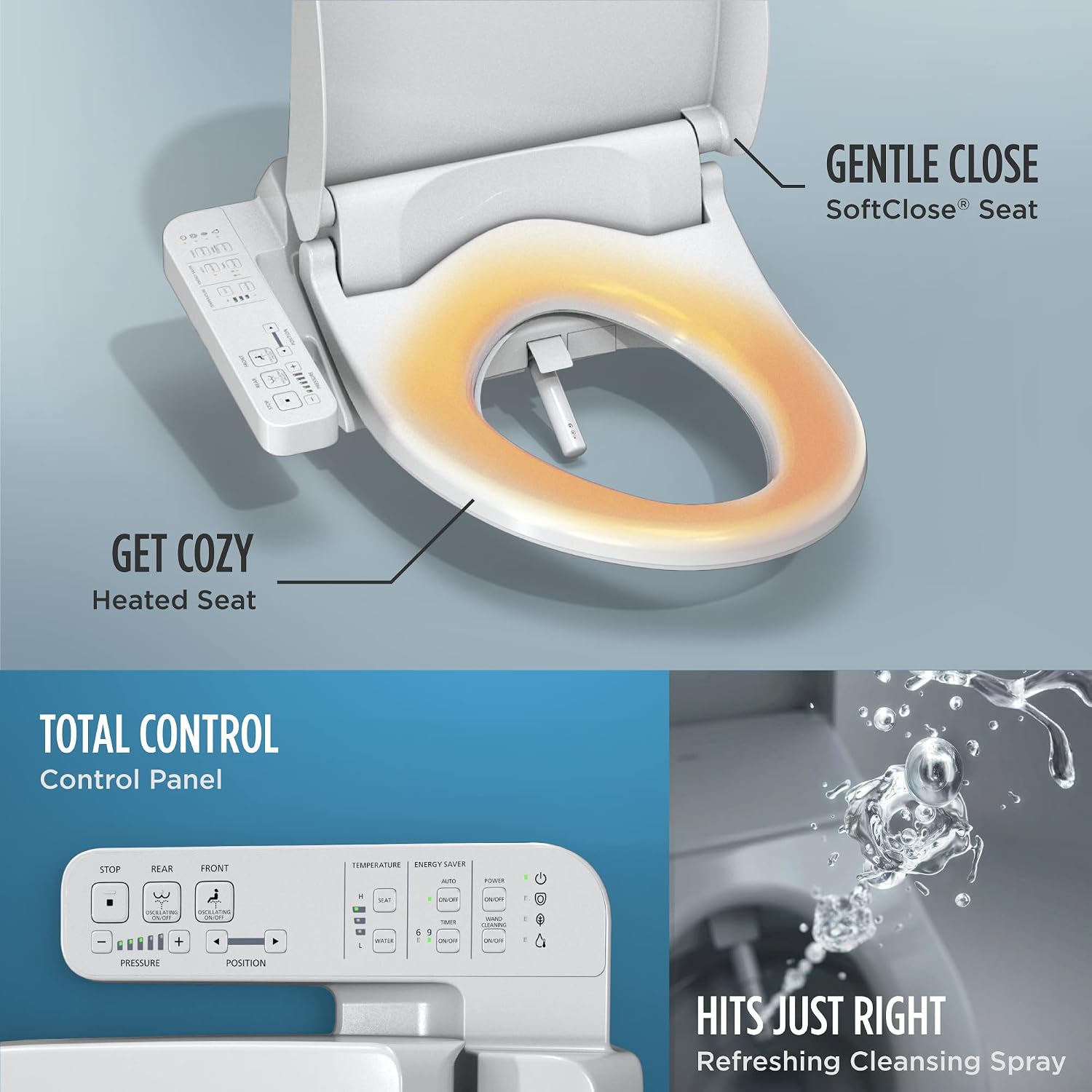 TOTO® WASHLET® A2 Electronic Bidet Toilet Seat with Heated Seat and SoftClose® Lid, Elongated, Cotton White - SW3004#01