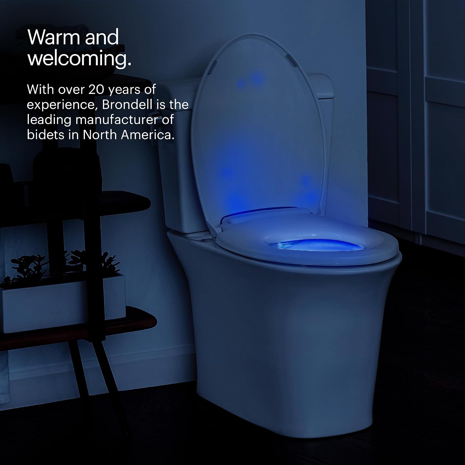 Brondell L60-EW LumaWarm Heated Nightlight Elongated Toilet Seat, White
