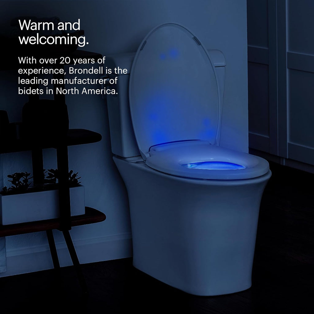 Brondell L60-RW LumaWarm Heated Toilet Seat with Night Light, 3 Temperature Settings, Gentle Close Lid,Easy Installation,Built-In Controls,Round,White