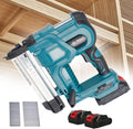 Cordless Brad Nailer, Punch Framing Nailer, for 32 Mm Staples & 50 Mm Straight Nails, Nailing Machine for Wood, with Auxiliary Lighting, for Tacking Cardboard, Fabric, Leather,Blue