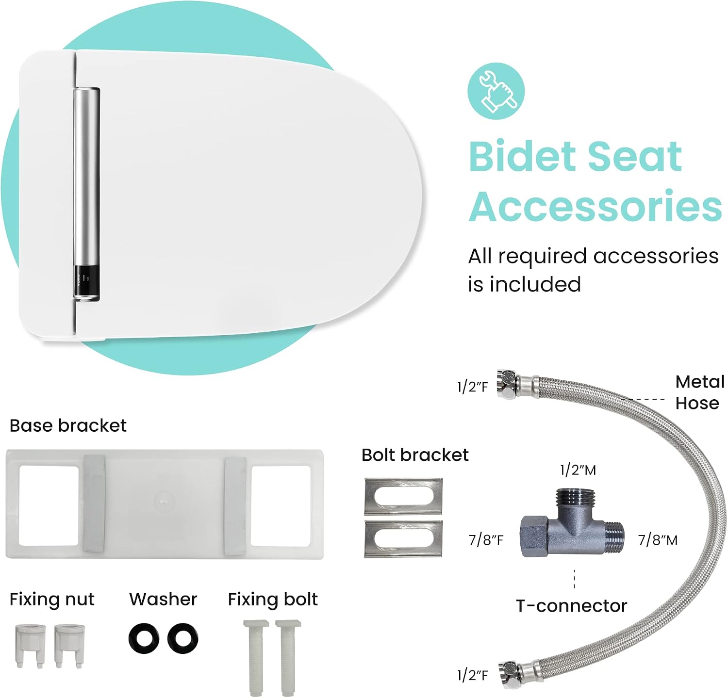 VOVO VB-4000SE Elongated Bidet Toilet Seat, Warm Water, LED Light, Heated Seat, White, Deodorizer, Dryer, Stainless Steel Nozzle, Made in Korea
