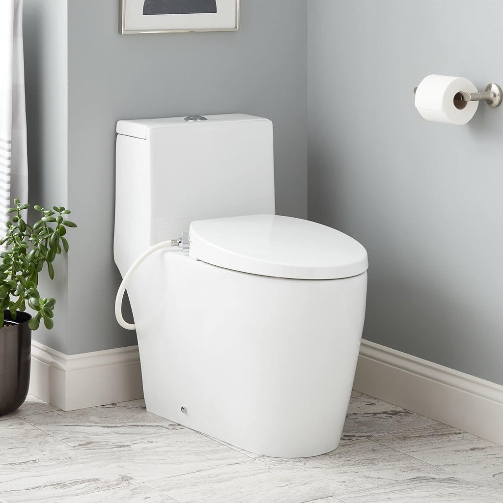 Signature Hardware 481678 Sitka 1.28 GPF One Piece Elongated Toilet - Bidet Seat Included, ADA Compliant - White