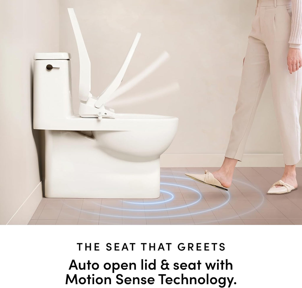 TUSHY Aura Luxury Electric Bidet Seat: Heated Toilet Seat with Temperature Control, Self-Cleaning Nozzle, Instant Adjustable Warm Water & Dryer (Remote Control & Auto Open, Soft Close Lid), Elongated