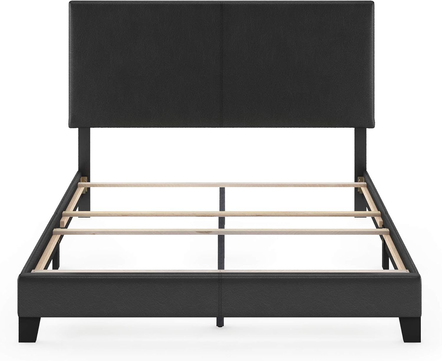 FURINNO Pessac PU Leather Upholstered Platform, Queen, Black