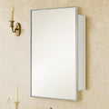 TEHOME 24'' x 30'' Brushed Nickel Recessed and Surface Mount Bathroom Nickel Medicine Cabinet with Mirror Square Cornered Metal Framed Rounded Rectangle Medicine Cabinet Mirror