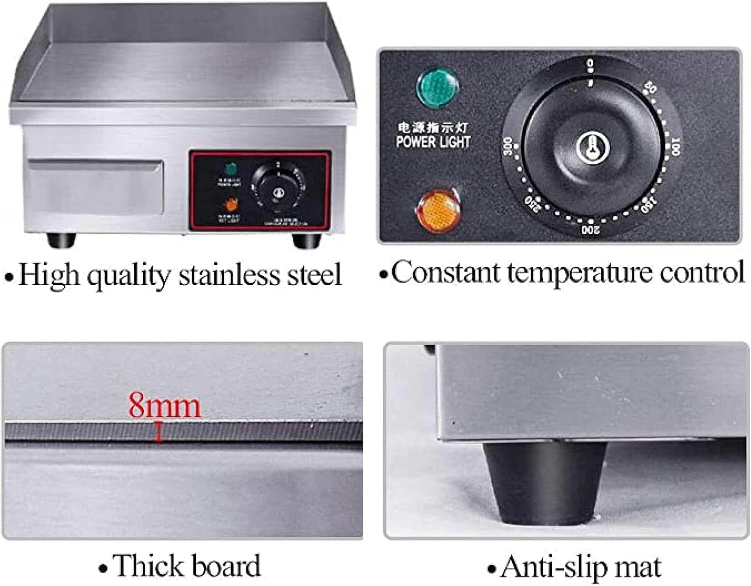 29' Commercial Electric Griddle, Half Grooved/Flat Countertop Bakeware Non-Stick Teppanyaki Stainless Steel Grill with Dual Temperature Control Button, 220V 4400W