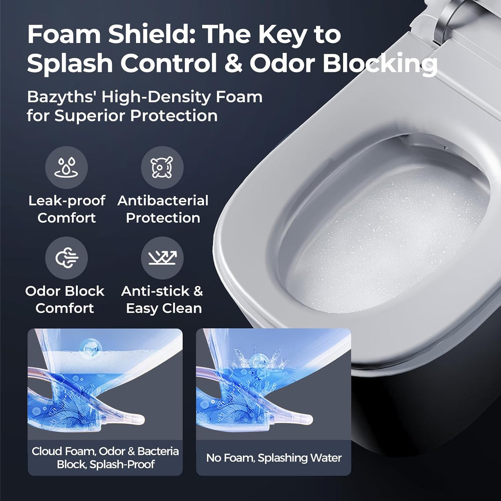 Luxury Smart Toilet with Built-in Tank & Bidet– Ultra-Quiet 4s Flush, Foam Shield for Splash-Free, Auto Open/Close Lid, Foot Sensor, Dual User Memory, 12' Rough-In One-Piece Elongated(ZY760A)